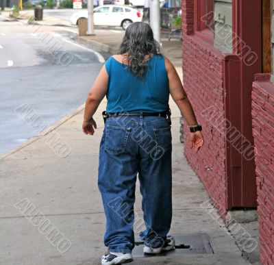Large Lady Walking