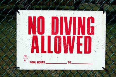 No Diving sign