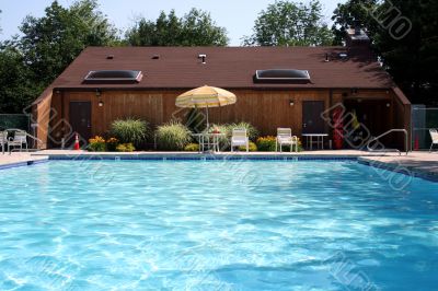 Swimming pool and pool house