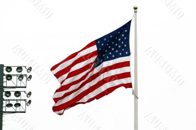 American Flag with stadium lights