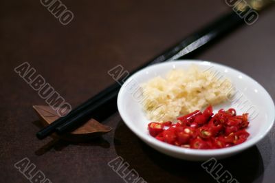 Chillis and garlic