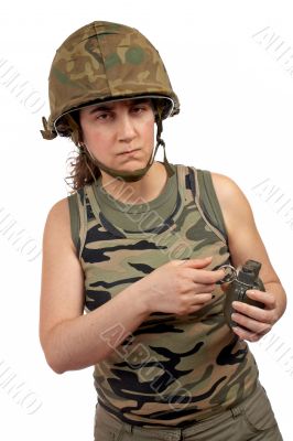 Holding a hand grenade