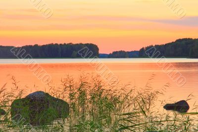 Sunset over a lake