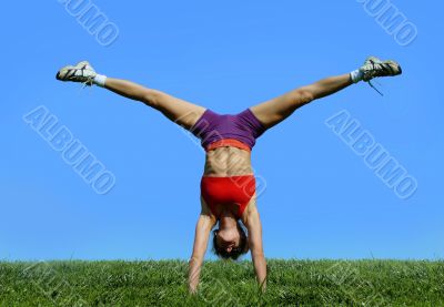Girl exercising outdoors
