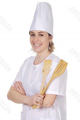 happy attractive cook woman
