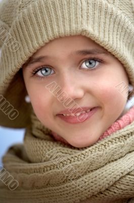 Girl sheltered for the cold