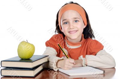 adorable girl studying