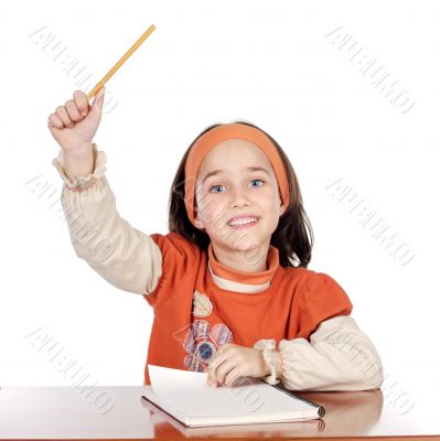 adorable girl studying