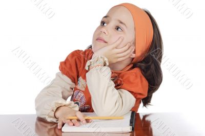 adorable girl studying