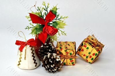 Christmas gift box and bell