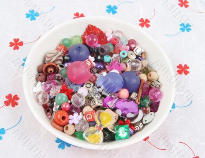 Bowl of beads and buttons