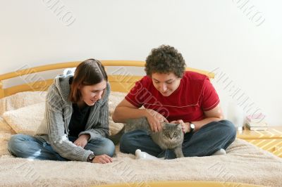 Couple with a kitten