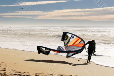 Kite Surfer On The Beach