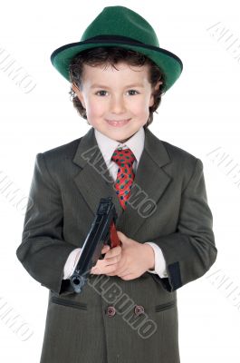 adorable boy dressed gangster
