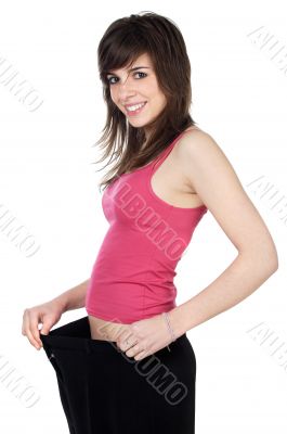 girl after becoming thin by a diet
