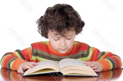 adorable boy studying