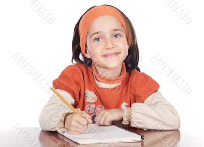 adorable girl studying