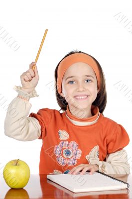 adorable girl studying