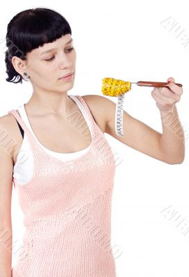 attractive girl with tape measure