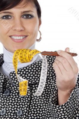 attractive girl with tape measure