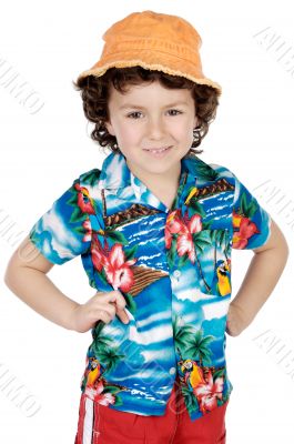 adorable boy playing in the beach