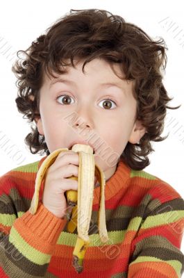child eating a banana
