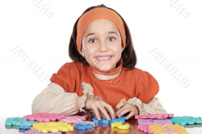 adorable girl studying