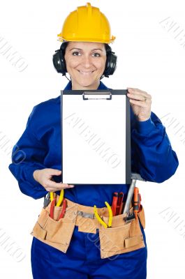 Lady construction worker