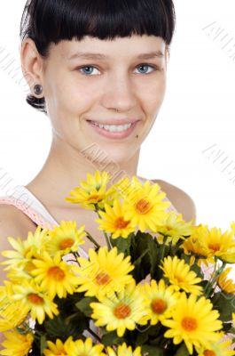 attractive girl with flowers
