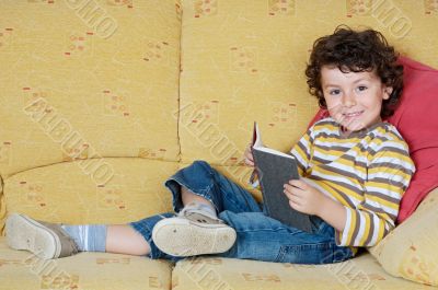 adorable boy reading