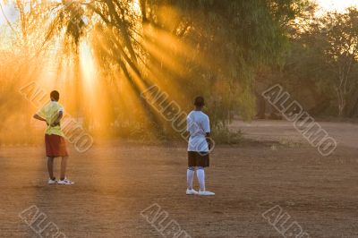 players at the sunset