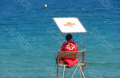 The rescuer on a beach