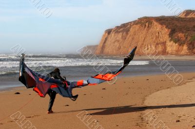 Kite surfer on the beach