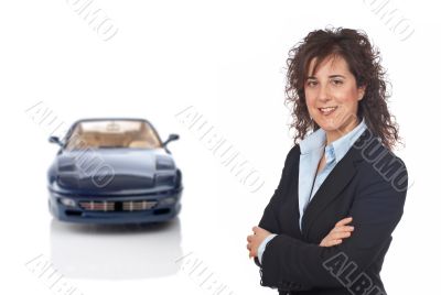 Smiling business woman and the modern car