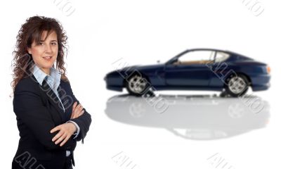 Serious businessman and the car