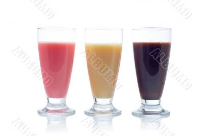 Milkshakes of strawberry, vanilla and chocolate