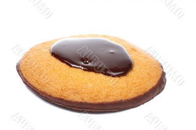 Cake with chocolate syrup