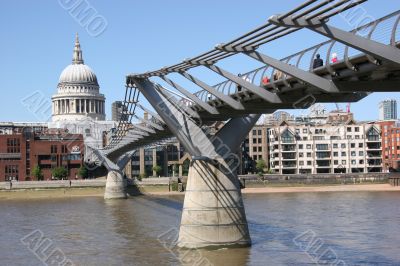 St Pauls and Millennium Bridge, London, UK