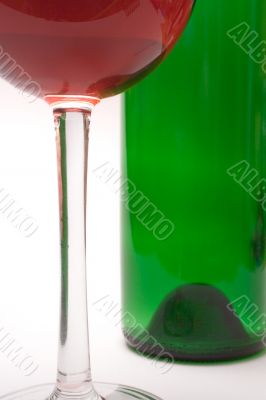 Wine Glass and Wine Bottle - Close View