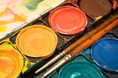 Box of  Watercolors - Close View