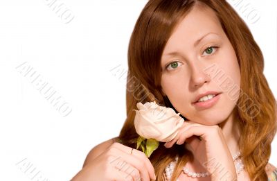Girl with white rose.