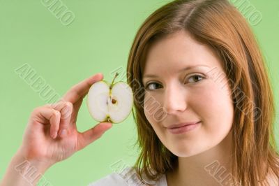 green apple with applecore
