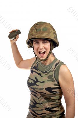 Holding a hand grenade