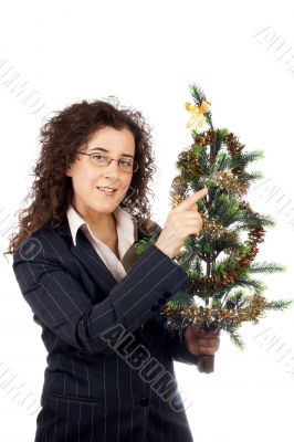 Holding a christmas tree