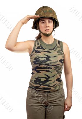 Soldier girl salute