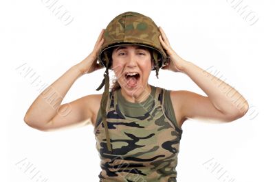 Angered soldier girl