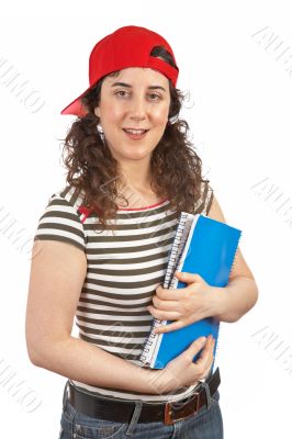 Young student woman with red cap