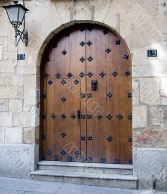 Medieval Door with Lamp