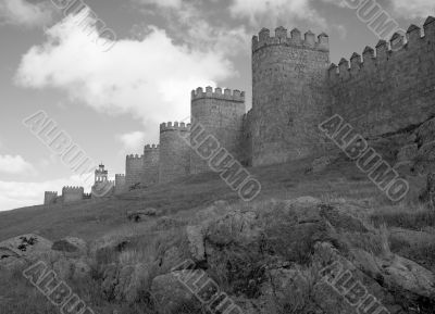 Medieval City Walls B&W
