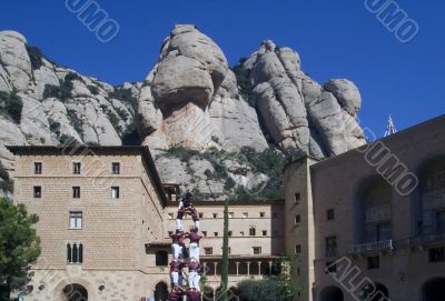 Castelers at Montserrat Monastery, Spain